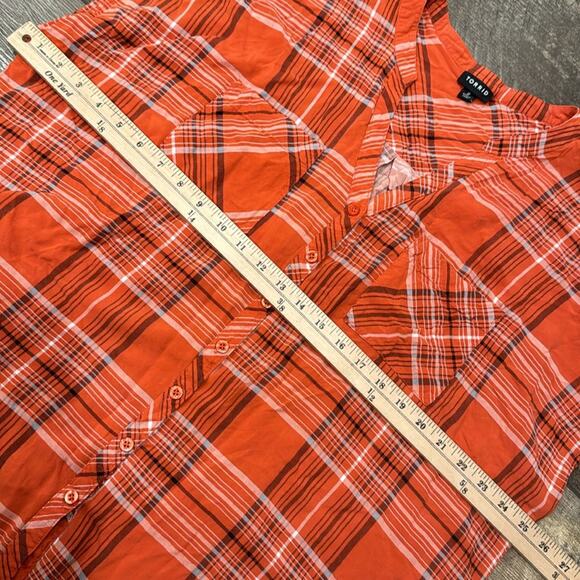 Torrid Women's Challis Button Front Dolman Sleeve Top Pumpkin Size 18-20 - Picture 4 of 8